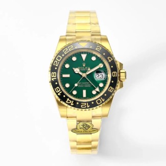 골드공장 롤렉스 GMT마스터 그린 다이얼 옐로우 골드 금통 오이스터 브레이슬릿 40mm 116718