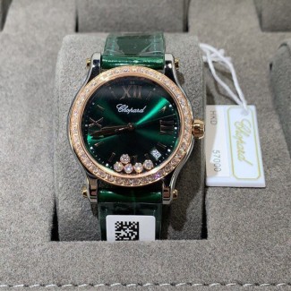 NR공장 쇼파드 해피 스포트 36mm 그린 다이얼 가죽밴드 278582-6007